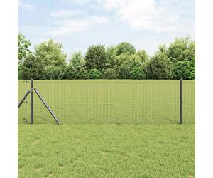 Fence Post Steel/PVC Grey 25x0.8m 19x19mm Mesh Durable Garden Security forYards