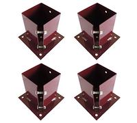 Fence Post Support Bolt Down 3" 75mm Garden Holder Like Metpost Bolt Grip Brown x 4