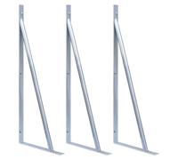 Fence Post Support Brackets Galvanised Steel 65x25cm Outdoor Ground Fixing Pair