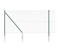 Welded Wire Garden Fence Green 1.2x10m Metal Painted Mesh with 7 Spike Posts set