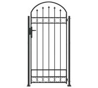 Fence Post with Lock Grey Steel 200x88x14cm Arched Top Single Door Lockable3Keys