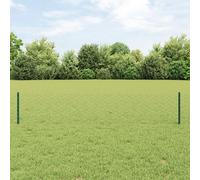 Fence Posts 11 pcs U-Channel Green 40 cm Steel, Hexagon Fence Green 0.4x50 m Steel Berkfield Home Green One Size