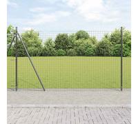 Fence Posts 26pcs Grey 3.2x3.2x160cm Powder-Coated Galvanized Steel Set Durable