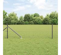 Fence Posts 52 pcs Powder-Coated Galvanized Steel Grey 3.2x3.2x105cm Sturdy Set