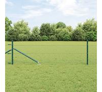 Fence Posts Green Steel 10x0.5m Set 11 Posts +1 Fence Panel Weatherproof Outdoor