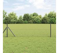 Fence Posts Grey 3.2x3.2x100cm Powder-Coated Galvanised Steel Outdoor 52pcs
