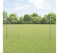 Fence Posts Grey Powder-Coated Galvanized Steel 3.2x3.2x170cm 26pcs Durable Set