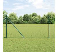Fence Posts Set 50 x 1.2m Steel Green Rectangular 11 Posts + 1 Panel Galvanised