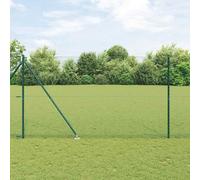Fence Posts Set Green 25 x 1.5 m. Steel 11 Posts Weather-Resistant Rectangular