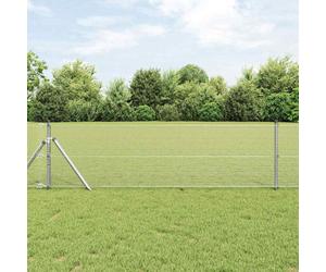 Fence Posts Set Silver Steel 10000x3.2x80cm Powder-Coated Weatherproof 52pc Long