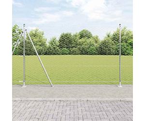 Fence Posts Set Silver Steel 2500x3.2x140cm Rectangle Modern Garden Weatherproof