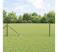 Fence Posts Steel Grey 100 x 0.6m Rectangle Garden Security Post Set 11pcs Heavy