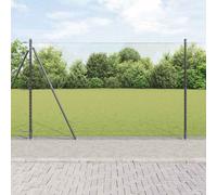 Fence Posts Steel Grey 25x1.5m Rectangular Garden Security Posts 11pcs HeavyDuty