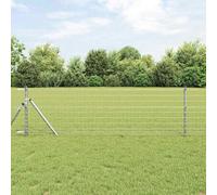 Fence Screening Garden Wire for Climbing Plants, Fence with Posts Silver 0.4 x 10 m Steel for Balcony Yard Outdoor Garden Decoration