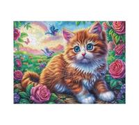 Fence Side Tabby Cat 500 Piece Jigsaw Puzzle for All Ages Happy Time Jigsaw Thoughtful Graduation Gift Family Activity Colourful Design Home Decor Accent 500 PCS