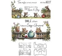 Fence Stamps and Die Cuts for Card Making Mouse Transparent Silicone Clear Stamp and Metal Cutting Dies Sets for DIY Scrapbooking Paper Crafting Seals Decorative Supplies