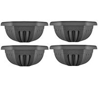 Fence Wall Planter Plant Flower Basket Pot Container Venetian Garden Box Plastic UK (Planter Ash 40 cm, 4)