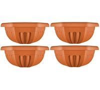 Fence Wall Planter Plant Flower Basket Pot Container Venetian Garden Box Plastic UK (Planter Terracotta 40 cm, 4)