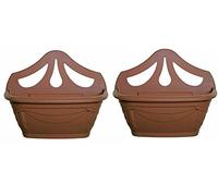 Fence Wall Planter Plant Flower Basket Pot Container Venetian Garden Box Plastic UK (Wall Planter 31 cm Terracotta, 2)