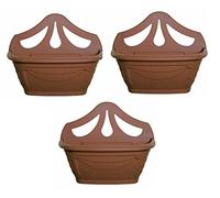 Fence Wall Planter Plant Flower Basket Pot Container Venetian Garden Box Plastic UK (Wall Planter 42 cm Terracotta, 3)