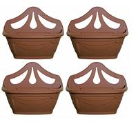 Fence Wall Planter Plant Flower Basket Pot Container Venetian Garden Box Plastic UK (Wall Planter 42 cm Terracotta, 4)