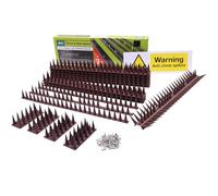 Fence Wall Spikes 12pcs Garden Tall Bird Spikes Cat Pigeon Deterrent Coverage Between 5.3m to 15.90m Per Box Anti Climb 44 x 4.3 x 3.8cm Warning Sign Included & Screws (Brown)