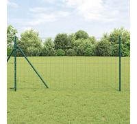 Fence with Post Green 1.2 x 25 m Steel Euro Fence Set, Powder Coated, Weatherproof, Garden, Patio, Yard, Easy Assembly, Durable