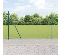 Fence with Post Green 1.6 x 10 m, PVC Coated Steel Garden Fence, Heavy Duty Outdoor Fencing Panel Set for Garden, Patio, Pets, Weatherproof, Rust Resistant