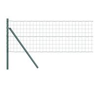 Garden Fence 0.8x10m Green Galvanised Steel Panel with 7 Flanged Posts incl base