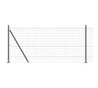 Garden Fence Grey 1x10m Steel PVC Panel Set Outdoor Privacy Modern 11 Posts Plus