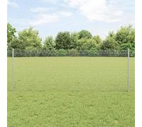 Fence with Post Silver 0.8 x 100 m Steel UV Resistant Powder Coated Garden Patio Durable and Easy Care