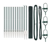 Welded Wire Fence Green 1x25 m Metal with 13 Spike Posts & Ties Painted Outdoors