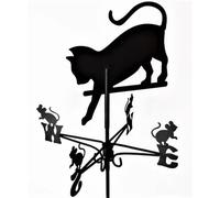 FenceArt Traditional Weathervane Cat Chasing Mouse - Steel - L39 X W39 X H80 Cm - Black
