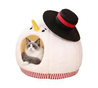 Fenced Design Pet Bed - Washable, Cosy Snowman Style Shelter, Warm Soft Mat | Dog Cat Winter House for Outdoor Travel, a