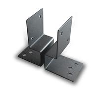 FenceEasy 4" / 100mm / 4inch Fence Post Bolt-Down Brackets - Textured Black - Pair of Heavy-Duty Steel Floor Fixing Supports for Pergolas, Fencing & Carports - UK Made