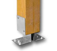 FenceEasy Galvanised Steel Bolt-Down Fence Post Base Brackets - Pair of Heavy-Duty Z-Brace Supports for 4 Inch Square Fence Posts - Concrete Fixing Feet for Pergolas, Decking & Fencing - UK Made