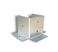 FenceEasy Galvanised Steel Floor Fixing Bracket - Heavy Duty 3-Sided Base for 6" (150mm) Timber Fence Posts - Rust-Proof British Steel - UK Made
