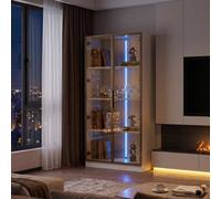 Fenchilin 4-Tier Led Display Cabinet With Tempered Glass Doors White 160Cm