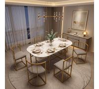 Fenchilin Dining Set Of Dining Table And 6 Chairs Gold Iron Space Saving Dining Table Combination
