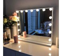 FENCHILIN Hollywood Vanity Cosmetic Mirror For Makeup with Lights, Type-C and USB Output Port, 15 Bulbs 3 Lighting Modes Tabletop and Wall Mounted, White