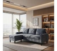 Fenchilin L-Shaped Corner Sofa 4-Seater Sectional Sofa Couches Grey