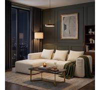 Fenchilin Modular Sectional L-Shaped Sofa Couch Chenille With Side Pockets Beige