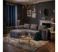 Fenchilin Modular Sectional L-Shaped Sofa Couch Chenille With Side Pockets Grey