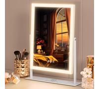 FENCHILIN Vanity Mirror with Lights Hollywood Makeup Mirror with Lights Lighted 360° Rotation 3 Color Lighting Modes 10X Magnifying for Dressing Table 30x41 cm