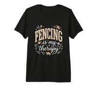 Fencing is My Therapy Floral Boho Premium T-Shirt