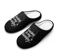 Fencing Is My Therapy Slippers Women Winter Warm Cotton Hotel Slippers Anti-Slip Indoor Slip-Ons House Shoes 9-10（40-41）