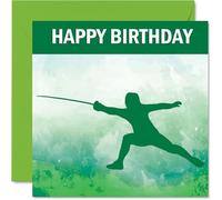 Fencing Sport Birthday Cards - Boys in Sports - Happy Birthday Card for Boy Son Brother Grandson Nephew Uncle Cousin, 145mm Bday Greeting Cards
