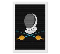 Fencing Swords and-Helmet Mask Diamond Painting Kits for Adults Full Round Dril Diamond Art for Home Wall Decor 8"x12"