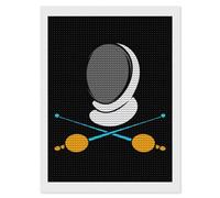 Fencing Swords and-Helmet Mask Diamond Painting Kits for Adults Full Round Dril Diamond Art for Home Wall Decor 12"x16"