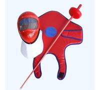 Fencing Training Set for Kids 3-Piece Foil Mask Chest Protector Lightweight Safe Gear Sound Sensor Adjustable Beginners(Red,Epee)